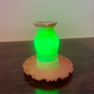 Fenton Burmese Uranium Glass Fairy Lamp (One Piece - GLOWS)
